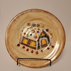 Tabletops Unlimited  "GINGERBREAD HOUSE" 11½" Christmas Stoneware Dinner Plate